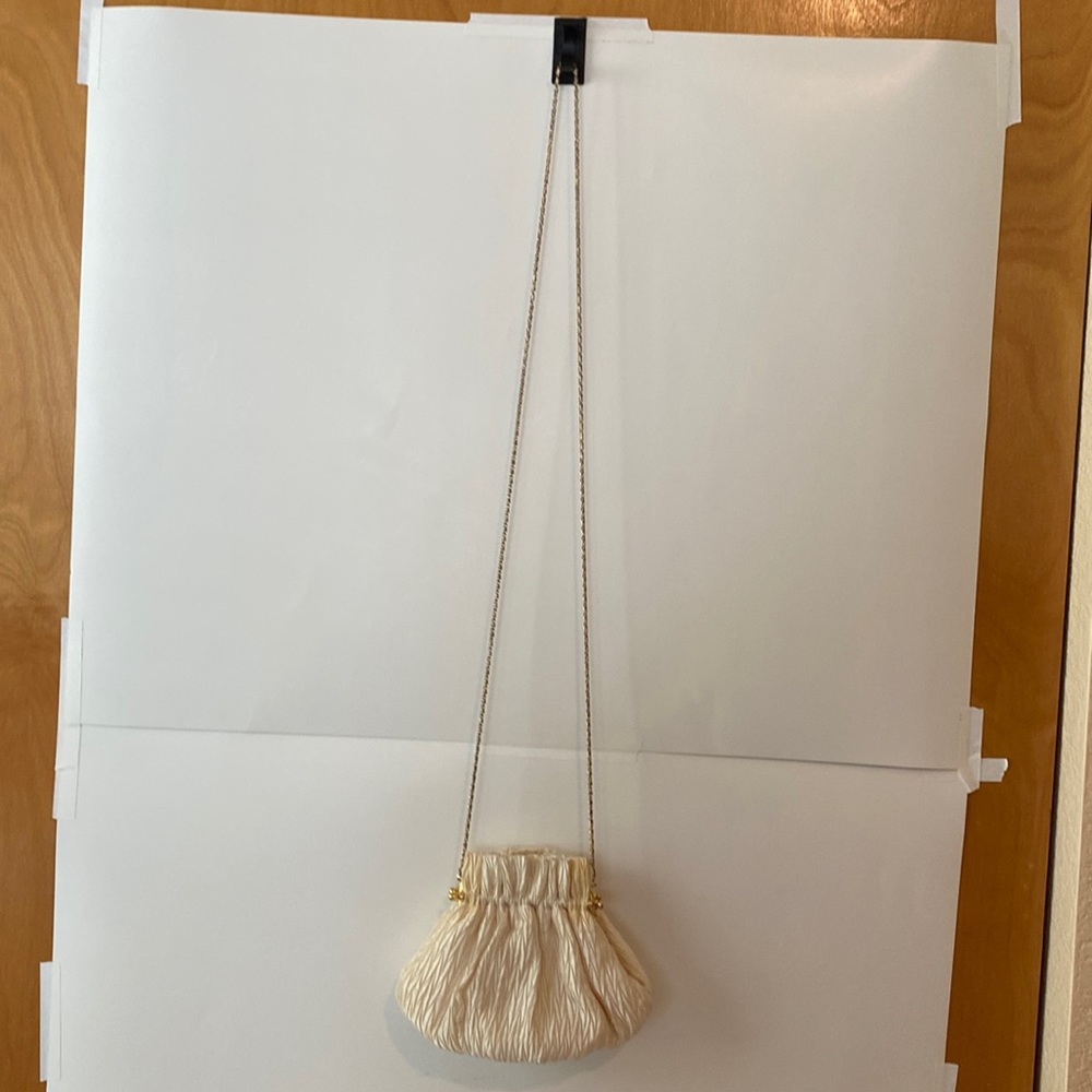 Vanessa Gold Ruffle Lame Pleated Formal Evening Purse